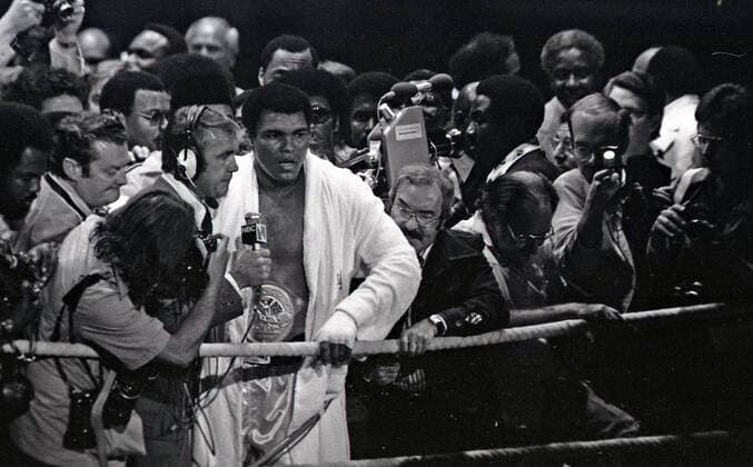 24.05.76 Boxen Cassius Clay Muhammad Ali - Richard Dunn Deutschland, München, 24.05.1976, Boxen, WM Schwergewichtskampf Cassius Clay alias Muhammad Ali (USA) vs. Richard Dunn (GBR): Muhammad Ali.