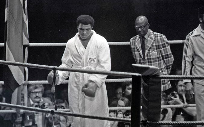 24.05.76 Boxen Cassius Clay Muhammad Ali - Richard Dunn Deutschland, München, 24.05.1976, Boxen, WM Schwergewichtskampf Cassius Clay alias Muhammad Ali (USA) vs. Richard Dunn (GBR): Muhammad Ali.