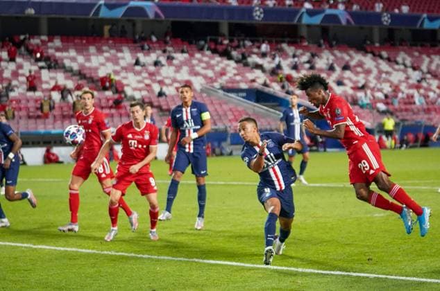 Bilder des Jahres 2020, Sport 08 August Sport Themen der Woche KW34 Sport Bilder des Tages Final Football UEFA Champions League FC BAYERN MUENCHEN - PARIS ST. GERMAIN (PSG) Lisbon, Lissabon, Portugal, 23rd August 2020. Tor zum 1:0 durch Kingsley Coman (Muenchen) gegen Thilo Kehrer (PSG) in the final match UEFA Champions League, final tournament FC BAYERN MUENCHEN - PARIS ST. GERMAIN (PSG) in season 2019 2020, FCB, Photographer: Peter Schatz Pool - UEFA REGULATIONS PROHIBIT ANY USE OF PHOTOGRAPHS as IMAGE SEQUENCES and or QUASI-VIDEO - National and international News-Agencies OUT Editorial Use ONLY Lisbon Estadio da Luz de Benfica Portugal