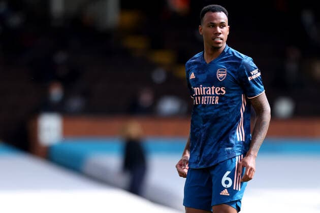 12th September 2020; Craven Cottage, London, England; English Premier League Football, Fulham versus Arsenal; Gabriel of Arsenal  ActionPlus12233542 ShaunxBrooks Content restricted for UK based newspaper