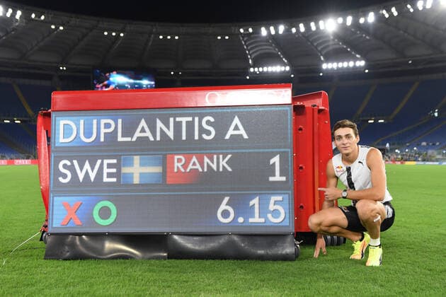 Bilder des Jahres 2020, Sport 09 September Sport Themen der Woche KW38 Roma , Leichtathletik, Track&Field, World athletics Meeting, Wanda Diamond League Roma, 2020, 17.09.2020, Olympia Stadion Roma, Armand Duplantis, Ergebnistafel, 6m15 Stabhochsprung