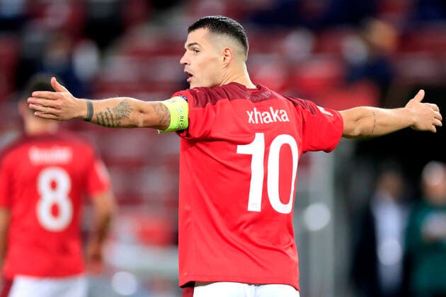 XHAKA Granit Team Schweiz UEFA Nations League Qualifikation Spiel Deutschland - Schweiz 3 : 3 am 13. Oktober 2020 in Köln DFL REGULATIONS PROHIBIT ANY USE OF PHOTOGRAPHS as IMAGE SEQUENCES and or QUASI-VIDEO