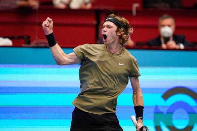 Bilder des Jahres 2020, Sport 11 November Sport Themen der Woche KW44 Sport Bilder des Tages 01.11.2020, Stadthalle, Wien, AUT, ATP, Tennis Herren Tour, Erste Bank Open, Finale, im Bild Andrey Rublev (RUS) during the final match of Erste Bank Open Tennis Tournament at the Stadthalle in Wien, Austria on 2020 11 01.