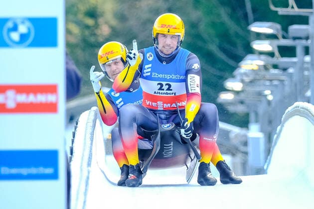 Bilder des Jahres 2020, Sport 12 Dezember Sport Themen der Woche KW49 EBERSPÄCHER Luge Rennrodel Weltcup 2020 2021 am 05.12.2020 in Altenberg. 2. Rennlauf Doppelsitzer. Tobias Wendl, Tobias Arlt (GER).