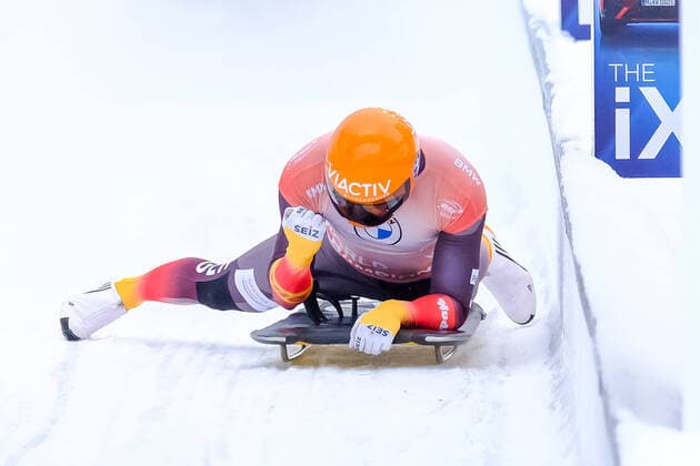 Bilder des Jahres 2021, Sport 02 Februar Sport Themen der Woche KW06 Sport Bilder des Tages IBSF Weltmeisterschaft Bob + Skeleton 2021 in Altenberg. 4. Lauf - Skeleton Männer am 12.02.2021. Christopher Grotheer (GER).