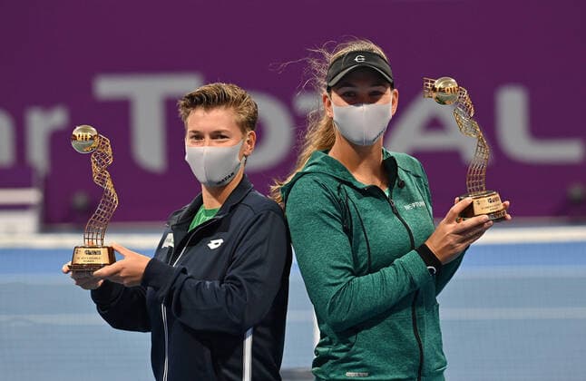 Bilder des Jahres 2021, Sport 03 März Sport Themen der Woche KW09 Sport Bilder des Tages Qatar Total Open 2021 Nicole Melichar , USA and Demi Schuurs , NED