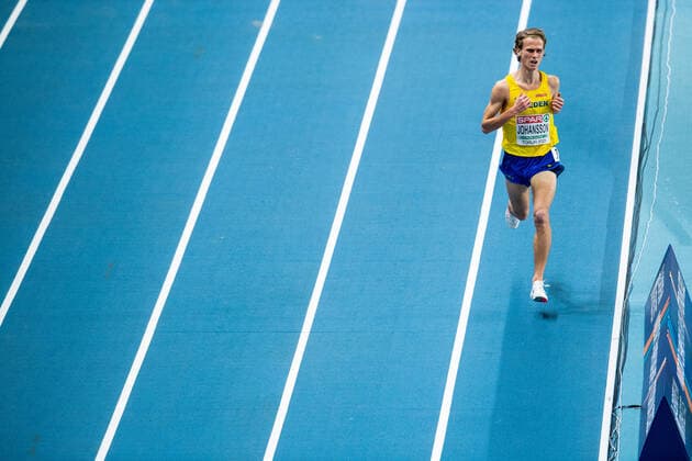 210306 Vidar Johansson of Sweden competes in men s 3000 meter qualification during the European Athletics Indoor Championships on March 6, 2021 in Torun. Photo: Vegard Wivestad Grott BILDBYRAN kod VG VG0095 bbeng european athletics indoor championships 2021 friidrotts-em 2021 friidretts-em 2021 inomhus-em innendors-em em friidrett friidrott athletics Copyright: VEGARDxWIVESTADxGRoTT BB210306VG010