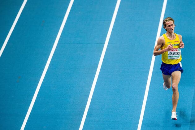 210306 Vidar Johansson of Sweden competes in men s 3000 meter qualification during the European Athletics Indoor Championships on March 6, 2021 in Torun. Photo: Vegard Wivestad Grott BILDBYRAN kod VG VG0095 bbeng european athletics indoor championships 2021 friidrotts-em 2021 friidretts-em 2021 inomhus-em innendors-em em friidrett friidrott athletics sverige sweden Copyright: VEGARDxWIVESTADxGRoTT BB210306VG089
