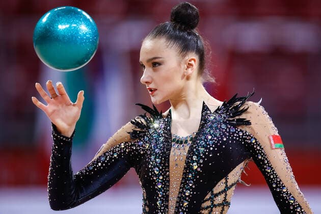 Bilder des Jahres 2021, Sport 03 März Sport Themen der Woche KW12 FIG Rhythmic gymnastics, Rhythmische Sportgymnastik, RSG Worldcup Sofia; 28.03.2021 Alina Harnasko (BLR) at Apparatus finals day; FIG Rhythmic Gymnastics Worldcup Sofia on 28.03.2021 in the Arena Armeets in Sofia (Bulgaris). Copyright: xBEAUTIFULxSPORTS U.xFassbenderx