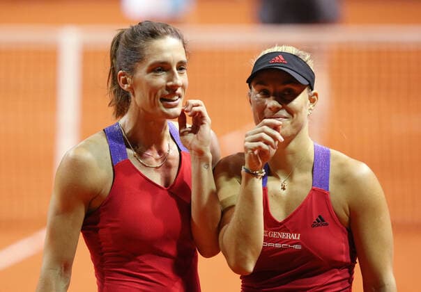 Bilder des Jahres 2021, Sport 04 April Sport Themen der Woche KW16 Sport Bilder des Tages BAU 20.04.2021 Stuttgart Tennis Porsche Tennis Grand Prix, Doppel, Angelique KERBER (GER) Andrea PETKOVIC (GER)