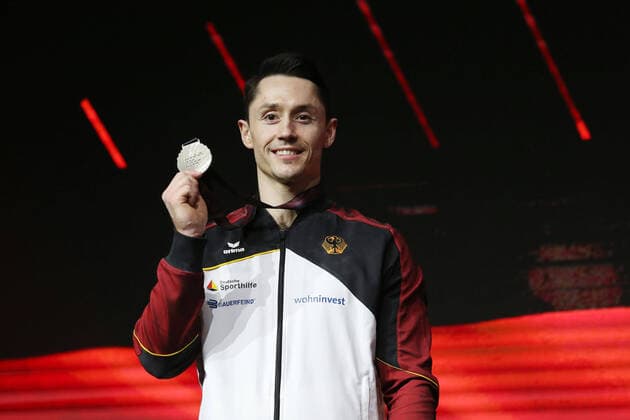 Bilder des Jahres 2021, Sport 04 April Sport Themen der Woche KW16 Sport Bilder des Tages Andreas Toba, GER, after bar final at 2021 Artistics Europeans in Basel; 25 04 2021;