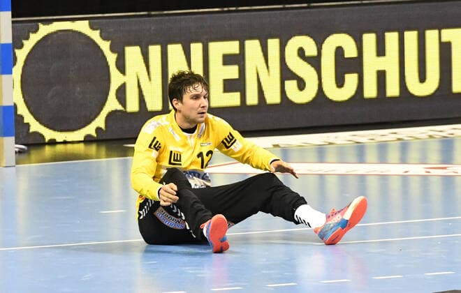 Handball, Herren, Saison 2020 2021, 1. Bundesliga (15. Spieltag), Füchse Berlin - FRISCH AUF! Göppingen, Torhüter Daniel Rebmann (FRISCH AUF! Göppingen), 16.05. 2021, Copyright: xSebastianxRäppoldx xMatthiasxKox