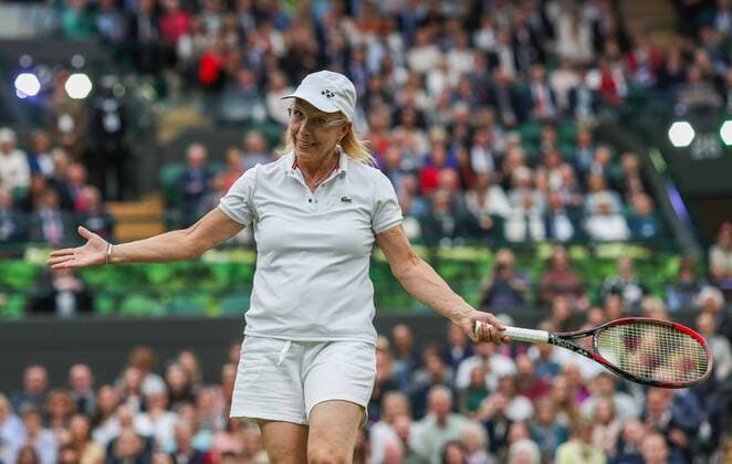 Mandatory Credit: Photo by Dave Shopland BPI Shutterstock (10240999ao) John McEnroe and Kim Clijsters playing Jamie Murray and Martina Navratilova under the Closed Roof Wimbledon No.1 Court Celebration , Lawn Tennis , Wimbledon, UK - 19 May 2019 Wimbledon No.1 Court Celebration , Lawn Tennis , Wimbledon, UK - 19 May 2019  Copyright: xDavexShopland BPI Shutterstockx 10240999ao