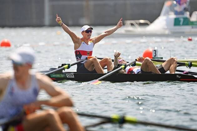Bilder des Jahres 2021, Sport 07. Juli Sport Themen der Woche KW30 Sport Bilder des Tages Jonathan ROMMELMANN (GER), Jason OSBORNE (GER),Jubel,Freude,Begeisterung, im Ziel Platz2,Silber, Leichtgewichts Doppelzweier Maenner,Lightweight Men s Double Sculls LM2x, Rowing,Rudern,am 29.07.2021,Sea Forest Waterway. Olympische Sommerspiele 2020, vom 23.07. - 08.08.2021 in Tokio Japan. Â