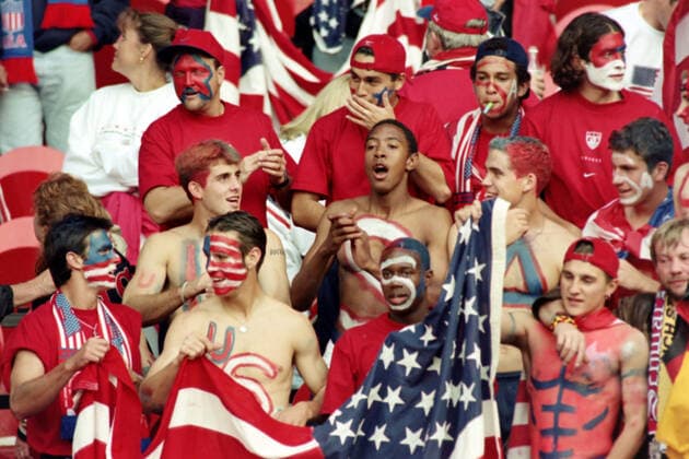 15.06.98 Deutschland - USA Frankreich, Paris, 15.06.1998, Fussball, FIFA WM 1998 in Frankreich, DFB Deutschland - USA (2:0): USA Fans.