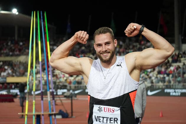 Bilder des Jahres 2021, Sport 08. August Sport Themen der Woche KW34 Sport Bilder des Tages Leichtathletik, athletics, Diamond League Lausanne , 26.08.2021, Speerwurf Männer, Johannes Vetter , Deutschland,
