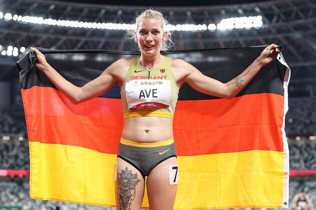 Bilder des Jahres 2021, Sport 08. August Sport Themen der Woche KW34 Sport Bilder des Tages Tokyo 2020 Paralympic Games (Leichtathletik), 28.08.21 TOKYO, JAPAN 28.08. 100m (T38) - Bronze fuer Lindy Ave (GER HSG Uni Greifswald)an Tag 4 der Tokyo 2020 Paralympic Games (Leichtathletik) am 28.08.2021 im Olympic Stadium in Tokyo (Japan). Copyright: xBEAUTIFULxSPORTS AxelxKohringx