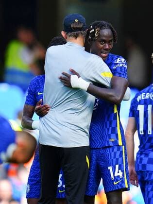 Mandatory Credit: Photo by Javier Garcia Shutterstock (12257303ai) Chelsea manager Thomas Tuchel congratulates Trevoh Chalobah at full time Chelsea v Crystal Palace, Premier League, Football, Stamford Bridge, London, UK - 14 August 2021 EDITORIAL USE ONLY No use with unauthorised audio, video, data, fixture lists, club league logos or live services. Online in-match use limited to 120 images, no video emulation. No use in betting, games or single club league player publications. Chelsea v Crystal Palace, Premier League, Football, Stamford Bridge, London, UK - 14 August 2021 EDITORIAL USE ONLY No use with unauthorised audio, video, data, fixture lists, club league logos or live services. Online in-match use limited to 120 images, no video emulation. No use in betting, games or single club league player publications. Copyright: xJavierxGarcia Shutterstockx 12257303ai