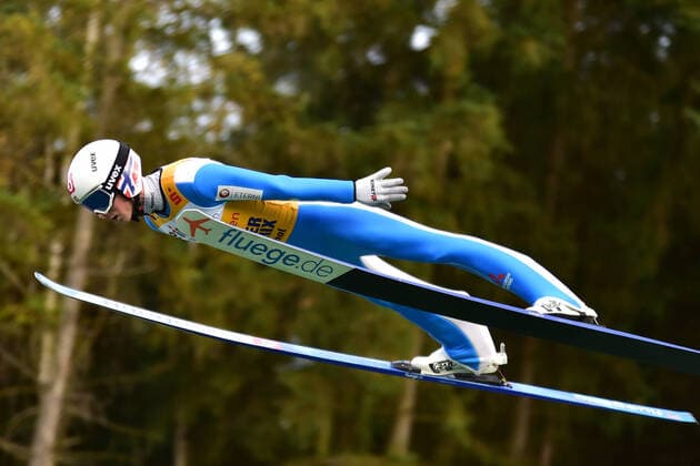Bilder des Jahres 2021, Sport 10 Oktober Sport Themen der Woche KW39 Sport Bilder des Tages 01.10.2021, xbrx, Wintersport Skispringen, FIS Skisprung Sommer Grand Prix Finale emspor, v.l. Sprung, Absprung, Flug, Halvor Egner Granerud (NOR) Klingenthal