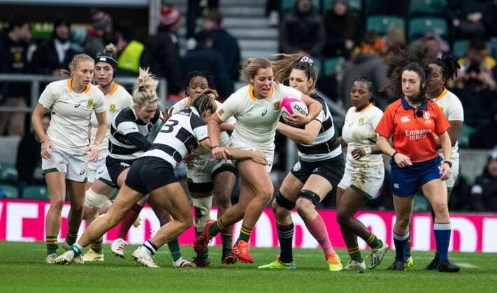 November 27, 2021, London, United Kingdom: Springbok Jacomiena Cilliers in action during the Women s International Rugby Killik Cup match between Barbarian Women and Springbok Women s XV at Twickenham Stadium. London United Kingdom - ZUMAs197 20211127_zab_s197_022 Copyright: xGaryxMitchellx