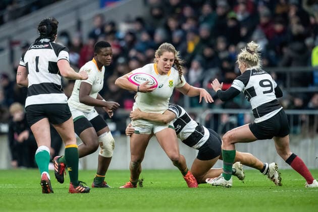 November 27, 2021, London, United Kingdom: Springbok Jacomiena Cilliers in action during the Women s International Rugby Killik Cup match between Barbarian Women and Springbok Women s XV at the Twickenham Stadium. Barbarians won the game with a final score of 60-5. London United Kingdom - ZUMAs197 20211127_zaa_s197_380 Copyright: xGaryxMitchellx