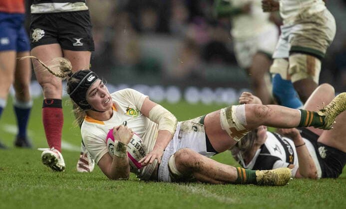 November 27, 2021, London, United Kingdom: Springbok Catha Jacobs in action during the Women s International Rugby Killik Cup match between Barbarian Women and Springbok Women s XV at Twickenham Stadium. London United Kingdom - ZUMAs197 20211127_zab_s197_029 Copyright: xGaryxMitchellx