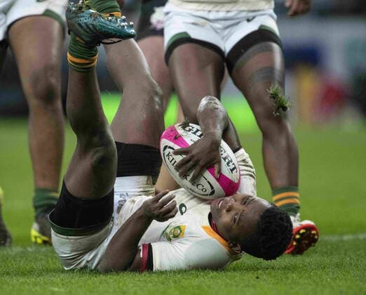 November 27, 2021, London, United Kingdom: Springbok Zenay Jordaan scores a try during the Women s International Rugby Killik Cup match between Barbarian Women and Springbok Women s XV at Twickenham Stadium. London United Kingdom - ZUMAs197 20211127_zab_s197_032 Copyright: xGaryxMitchellx