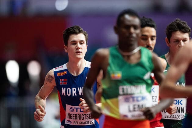 220319 Jakob Ingebritsen of Norway competes in men s 1500 meter during day two of the World Athletics Indoor Championships on March 19, 2022 in Belgrade. Photo: Mathias Bergeld BILDBYRAN kod MB MB0359 bbeng friidrott athletics friidrett iaaf iaaf world indoor championships world athletics indoor championships vm friidrotts-vm friidrotts-vm 2022 friidretts-vm friidretts-vm 2022 innendors innendors-vm inomhus inomhus-vm ivm day 2 norge Copyright: MATHIASxBERGELD BB220319MB013