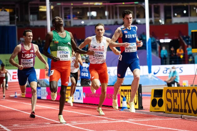 220319 Jakob Ingebritsen of Norway competes in men s 1500 meter during day two of the World Athletics Indoor Championships on March 19, 2022 in Belgrade. Photo: Mathias Bergeld BILDBYRAN kod MB MB0359 bbeng friidrott athletics friidrett iaaf iaaf world indoor championships world athletics indoor championships vm friidrotts-vm friidrotts-vm 2022 friidretts-vm friidretts-vm 2022 innendors innendors-vm inomhus inomhus-vm ivm day 2 norge Copyright: MATHIASxBERGELD BB220319MB015