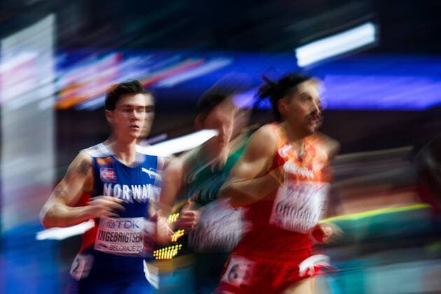 220319 Jakob Ingebritsen of Norway competes in men s 1500 meter during day two of the World Athletics Indoor Championships on March 19, 2022 in Belgrade. Photo: Mathias Bergeld BILDBYRAN kod MB MB0359 bbeng friidrott athletics friidrett iaaf iaaf world indoor championships World Athletics Indoor Championships vm friidrotts-vm friidrotts-vm 2022 friidretts-vm friidretts-vm 2022 innendors innendors-vm inomhus inomhus-vm ivm day 2 norge norway Copyright: MATHIASxBERGELD BB220319MB130