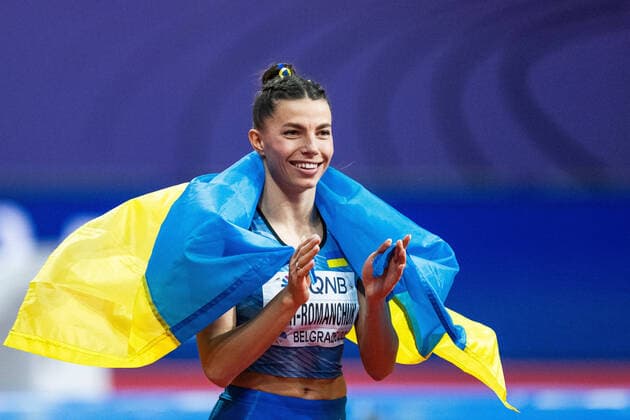 Bilder des Jahres 2022, Sport 03 März Sport Themen der Woche KW11 220320 Maryna Bekh-Romanchuk of Ukraine celebrate after women?s triple jump final during day three of the World Athletics Indoor Championships on March 20, 2022 in Belgrade. Photo: Mathias Bergeld BILDBYRAN kod MB MB0361 bbeng friidrott athletics friidrett iaaf iaaf world indoor championships World Athletics Indoor Championships vm friidrotts-vm friidrotts-vm 2022 friidretts-vm friidretts-vm 2022 innendors innendors-vm inomhus inomhus-vm ivm day 3 jubel Copyright: MATHIASxBERGELD BB220320MB026