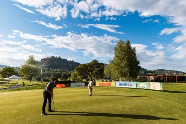 GOLF - Goesser Open 2022 MARIA LANKOWITZ,AUSTRIA,13.MAY.22 - GOLF - Alps Tour, Goesser Open, GC Erzherzog Johann. Image shows a general view of practice green.  GEPAxpictures xMaticxKlansek