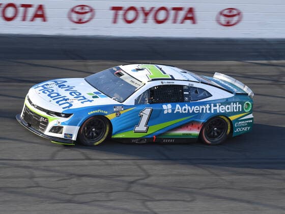 CHARLOTTE, NC - MAY 29: Ross Chastain ( 1 TrackHouse Racing Advent Health Chevrolet) races through turn four during the running of the NASCAR, Motorsport, USA Cup Series Coca-Cola 600 on May 29, 2022, at Charlotte Motor Speedway in Concord, NC.(Photo by Jeffrey Vest Icon Sportswire) AUTO: MAY 29 NASCAR Cup Series Coca-Cola 600 Icon220529800