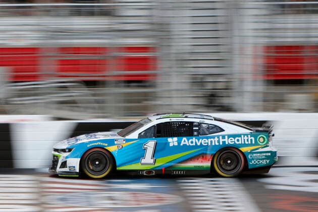CHARLOTTE, NC - MAY 29: Ross Chastain ( 1 TrackHouse Racing Advent Health Chevrolet) races on the front stretch during the running of the NASCAR, Motorsport, USA Cup Series Coca-Cola 600 on May 29, 2022 at Charlotte Motor Speedway in Charlotte, NC. (Photo by Jeff Robinson Icon Sportswire) AUTO: MAY 29 NASCAR Cup Series Coca-Cola 600 Icon2205292265600