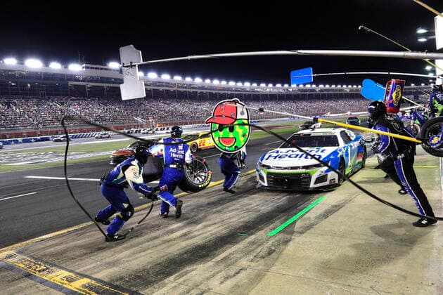 CHARLOTTE, NC - MAY 29: Ross Chastain ( 1 TrackHouse Racing Advent Health Chevrolet) stops on pit road during the running of the NASCAR, Motorsport, USA Cup Series Coca-Cola 600 on May 29, 2022 at Charlotte Motor Speedway in Charlotte, NC. (Photo by Jeff Robinson Icon Sportswire) AUTO: MAY 29 NASCAR Cup Series Coca-Cola 600 Icon2205292485600