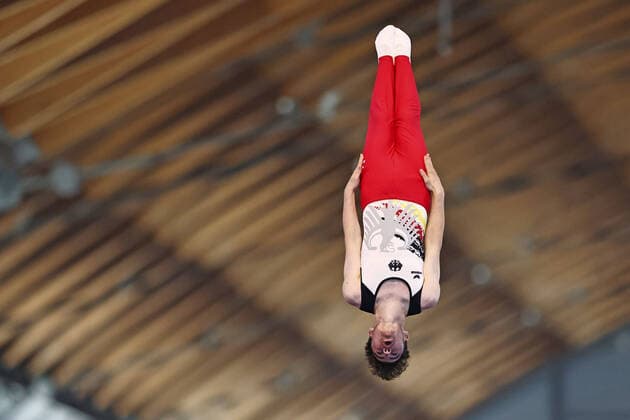 Sport Themen der Woche KW22 Sport Bilder des Tages Janis-Luca Braun, GER, during qualification at 2022 trampoline European championships in Rimini, 01 06 2022 ;