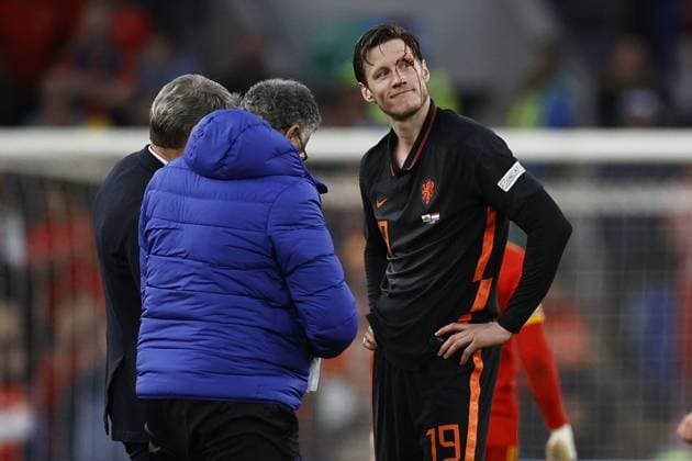 Sport Themen der Woche KW23 Sport Bilder des Tages CARDIFF - Wout Weghorst of Holland during the UEFA Nations League match between Wales and the Netherlands at Cardiff City Stadium on June 8, 2022 in Cardiff, Wales. ANP MAURICE VAN STEEN UEFA Nations League - League Path Group 4 2021 2022 xVIxANPxSportx xxANPxIVx