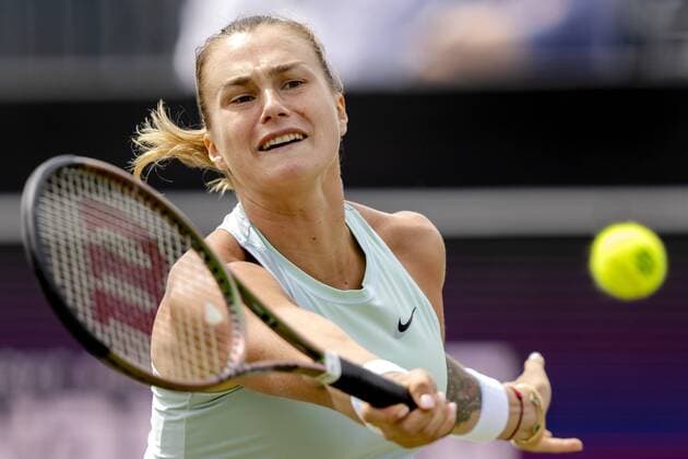 Sport Themen der Woche KW23 Sport Bilder des Tages ROSMALEN - Tennis player Aryna Sabalenka (Belarus) in action against Ekaterina Alexandrova (not in photo, Russia) during the final of the international tennis tournament Libema Open. The combined Dutch tennis tournament for men and women will be held on the grass courts of Autotron for twelve days. ANP SANDER KING xVIxANPxSportx xxANPxIVx