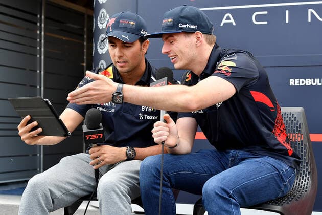 16.06.2022, Circuit Gilles-Villeneuve, Montreal, FORMULA 1 AWS GRAND PRIX DU CANADA 2022 , im Bild Max Verstappen (NEL), Oracle Red Bull Racing, Sergio Perez (MEX), Oracle Red Bull Racing (Foto EU-Images) Montreal Circuit Gilles-Villeneuve Quebec Kanada