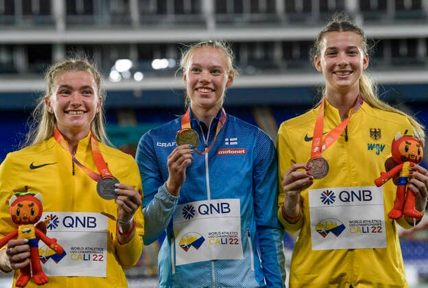 Bilder des Jahres 2022, Sport 08 August Sport Themen der Woche KW31 U20-Weltmeisterschaften 2022, Cali (Kolumbien) 1 508 Saga VANNINEN FIN 6084 2 582 Serina RIEDEL GER 5874 3 590 Sandrina SPRENGEL G Copyright: xBEAUTIFULxSPORTS Internationalx
