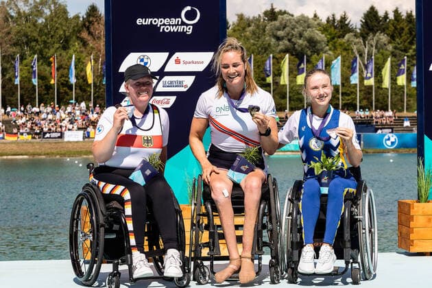 Bilder des Jahres 2022, Sport 08 August Sport Themen der Woche KW32 Winner Women s Single Sculls PR1 1. Norway Birgit Skarstein 2. Germany Manuela Diening 3. Anna Sheremet GER, European Championships Munich 2022, 13.08.2022 photo: Eibner Roger Buerke European Championships 2022, Munich, Rowing Munich Oberschleissheim Copyright: xEibner-Pressefoto RogerxBuerkex EP_RBE