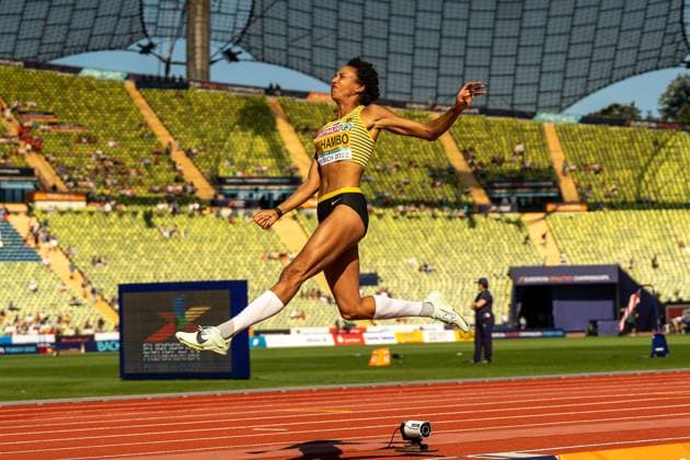 Bilder des Jahres 2022, Sport 08 August Sport Themen der Woche KW33 MIHAMBO Malaika (GER), Long Jump Women (Weitsprung Frauen) GER, Athletics (Leichtathletik), European Championships Munich 2022, 16.08.2022, GER, Athletics (Leichtathletik), European Championships Munich 2022, 16.08.2022 Muenchen Copyright: xEibner-Pressefotox EP_SMR