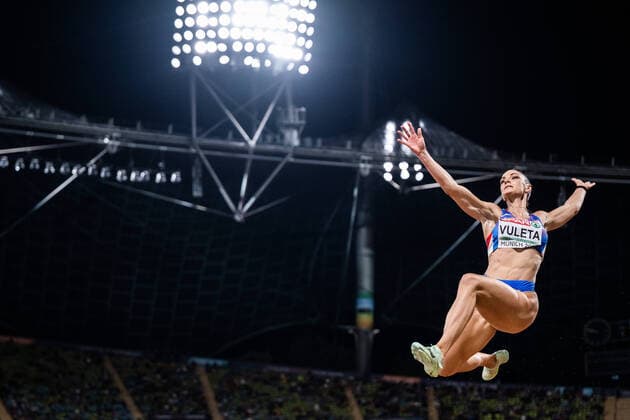 Bilder des Jahres 2022, Sport 08 August Sport Themen der Woche KW33 Sport Bilder des Tages 220818 Ivana Vuleta of Serbia competes in women?s long jump final during day 8 of the European Championships on August 18, 2022 in Munich. Photo: Vegard Grott BILDBYRAN kod VG VG0337 friidrott athletics friidrett europamästerskap em em 2022 european championships munich 2022 munchen-em day 8 bbeng long jump lengde längdhopp Copyright: VEGARDxGRoTT BB220818VG130