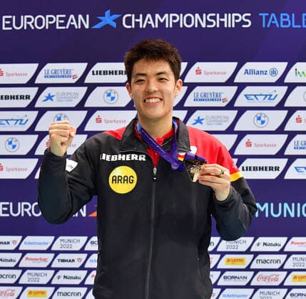Bilder des Jahres 2022, Sport 08 August Sport Themen der Woche KW33 Sport Bilder des Tages Tischtennis: Europameisterschaften 2022 in München QIU Dang; Deutschland, Germany, Borussia Düsseldorf, Europameister 2022, European Champion 2022 München Audi Dome, Rudi-Sedlmayer-Halle Deutschland