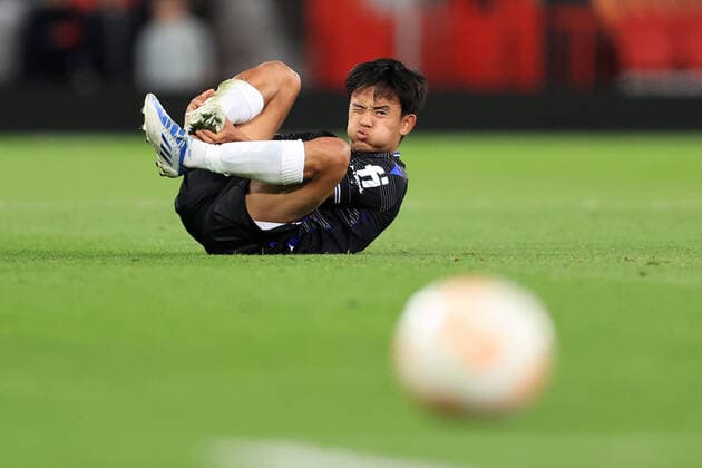 Bilder des Jahres 2022, Sport 09 September Sport Themen der Woche KW36 Sport Bilder des Tages Football - UEFA Europa League - Group E - Manchester United, ManU v Real Sociedad 8th September 2022 - UEFA Europa League - Group E - Manchester United v Real Sociedad - Takefusa Kubo of Real Sociedad looks dejected - Photo: Simon Stacpoole Offside. Manchester UK Copyright: xSimonxStacpoolexOffside