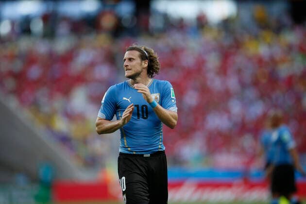 Sandro Pereyra-20140614SP_0633. Diego Forlan, de Uruguay, reacciona durante el juego entre Uruguay y Costa Rica por el Grupo D de la Copa Mundial de la FIFA Brasil 2014, el 14 de junio de 2014 en el Estadio Castelao en Fortaleza. Foto: Sandro Pereyra, La Diaria, Agencia Gamba.- Diego Forlan, de Uruguay. Estadio Castelao.