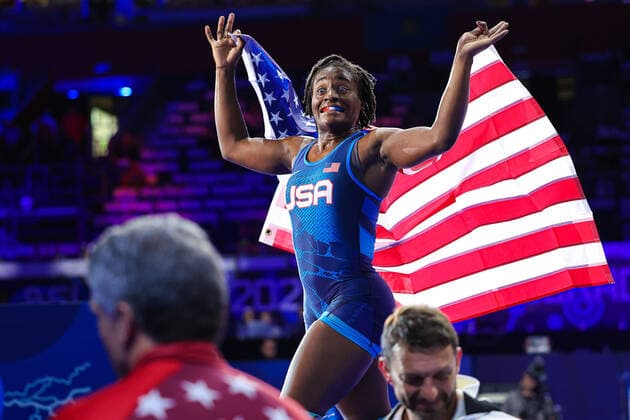 Bilder des Jahres 2022, Sport 09 September Sport Themen der Woche KW37 Sport Bilder des Tages Ringen, WM in Belgrad Senior Wrestling World Championships 2022 68kg WW - Tamyra Mariama STOCK MENSAH (USA) Belgrad Stark Arena Serbia