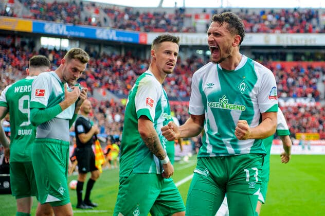 Bilder des Jahres 2022, Sport 09 September Sport Themen der Woche KW37 Fußball: 1. Bundesliga, 7. Spieltag, Bayer 04 Leverkusen - SV Werder Bremen am 17.09.2022 in Leverkusen (Nordrhein-Westfalen). Tor zum 1:1, Torjubel, Jubel, Freude von Bremen™s Milos Veljkovic DFL REGULATIONS PROHIBIT ANY USE OF PHOTOGRAPHS AS IMAGE SEQUENCES AND OR QUASI-VIDEO. Copyright: xNeundorf Kirchner-Mediax