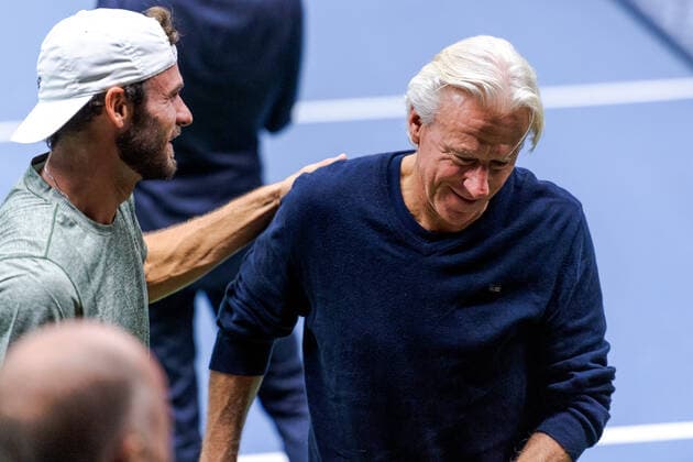 221018 Tommy Paul of USA and Björn Borg of Sweden during the Stockholm Open tennis tournament on October 18, 2022 in Stockholm. Photo: Johanna Wallen BILDBYRAN kod JW JW0020 tennis stockholm open day 4 bbeng Copyright: JOHANNAxWALLEN BB221018JW116