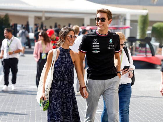 63 George Russell (GBR, Mercedes-AMG Petronas F1 Team) and his girlfriend Carmen Montero Mundt, F1 Grand Prix of Abu Dhabi at Yas Marina Circuit on November 19, 2022 in Abu Dhabi, United Arab Emirates. (Photo by HOCH ZWEI) Abu Dhabi United Arab Emirates